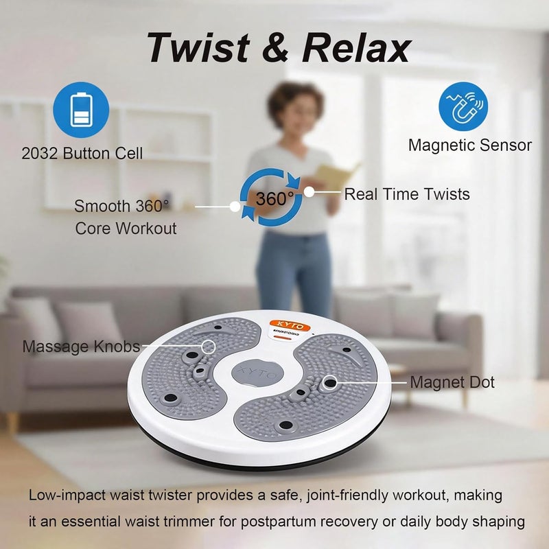 KYTO Waist Twister Disc – Core Trainer Board with Digital Counter, Ab Workout Equipment with 360° Rotation, Non-Slip Foot Massage Design for Home, Office Fitness - Image 3